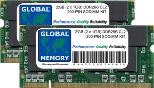 2GB (2 x 1GB) DDR 266MHz PC2100 204-PIN SODIMM MEMORY RAM KIT FOR LAPTOPS - Picture 1 of 1