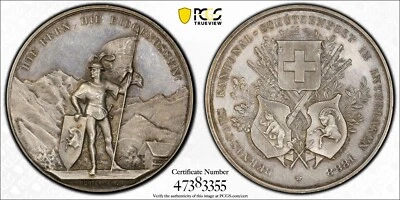 1888, Switzerland. Silver "Bern Cantonal Shooting Festival" Medal. PCGS SP-62! - Image 1 of 2