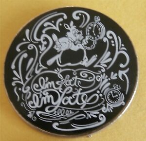 White Rabbit "I'm Late" Alice in Wonderland B(W Chalkboard Sketch Disney Pin