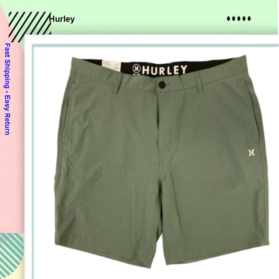 Hurley Men Hybrid 20 Inch Outseam Solid Stretch Walk Shorts Jade Horizon Sz 40
