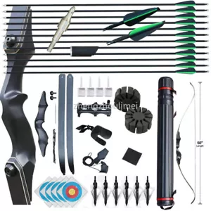 30-60lb 60inch alloy Archery Takedown Recurve Bow and arrow Kit Adult Right Hunt - Picture 1 of 26