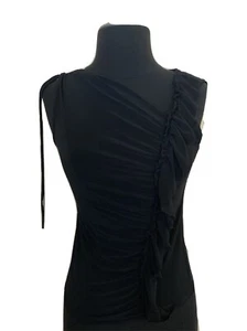 ACQUA TANK TOP BLACK SILK RUFFLE FRONT SIZE Small - Picture 1 of 7