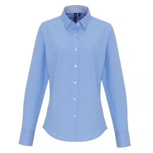 Premier Womens/Ladies Cotton Rich Oxford Stripe Blouse (RW6593) - Picture 1 of 16