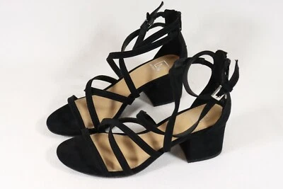 NUEVO MATERIAL GIRL Mujer Negro Tirantes Sandalias MINEZ Talla 7 M Foto 1 de 4