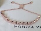 Monica Vinader różowe złoto liniowy koralik diament bransoletka przyjaźni £550 
