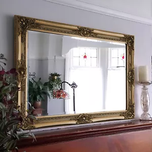 Mirror Large Wall Antique Vintage Gold Home Decor Wood Frame 90cm x 60cm - Picture 1 of 7