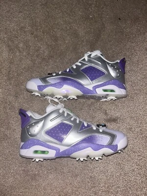 ZAPATOS NIKE JORDAN RETRO 6 GOLF NRG U23 TALLA 14 NUEVOS $220 PLATEADOS Y MORADOS Foto 1 de 4