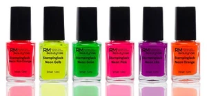 6x12ml Neon Stamping Lack Set Pink Lila Rot Stempellack Nageldesign Nail Art - Bild 1 von 7