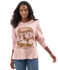 Wrangler Women's "Desert" Long Sleeve T-Shirt, Rose - 112350128 - Picture 1 of 2