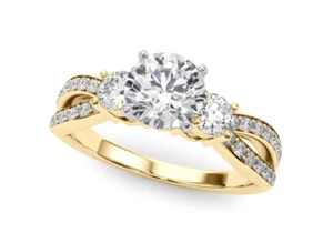 2.00 CT Round Cut IGI Certified Lab Grown Diamond Wedding Ring 18k Yellow Gold - Picture 1 of 10