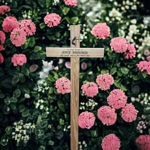 Wooden Memorial Cross Grave Marker 36" Free Plaque & Free Engraving in memory of - Picture 1 of 6