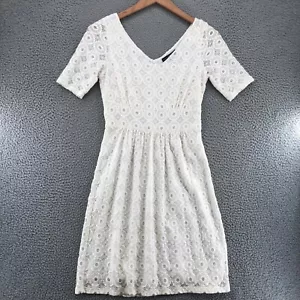 Vestido Banana Republic para mujer 4 hombres locos marfil ganchillo encaje ajuste y acampanado por encima de la rodilla - Imagen 1 de 12