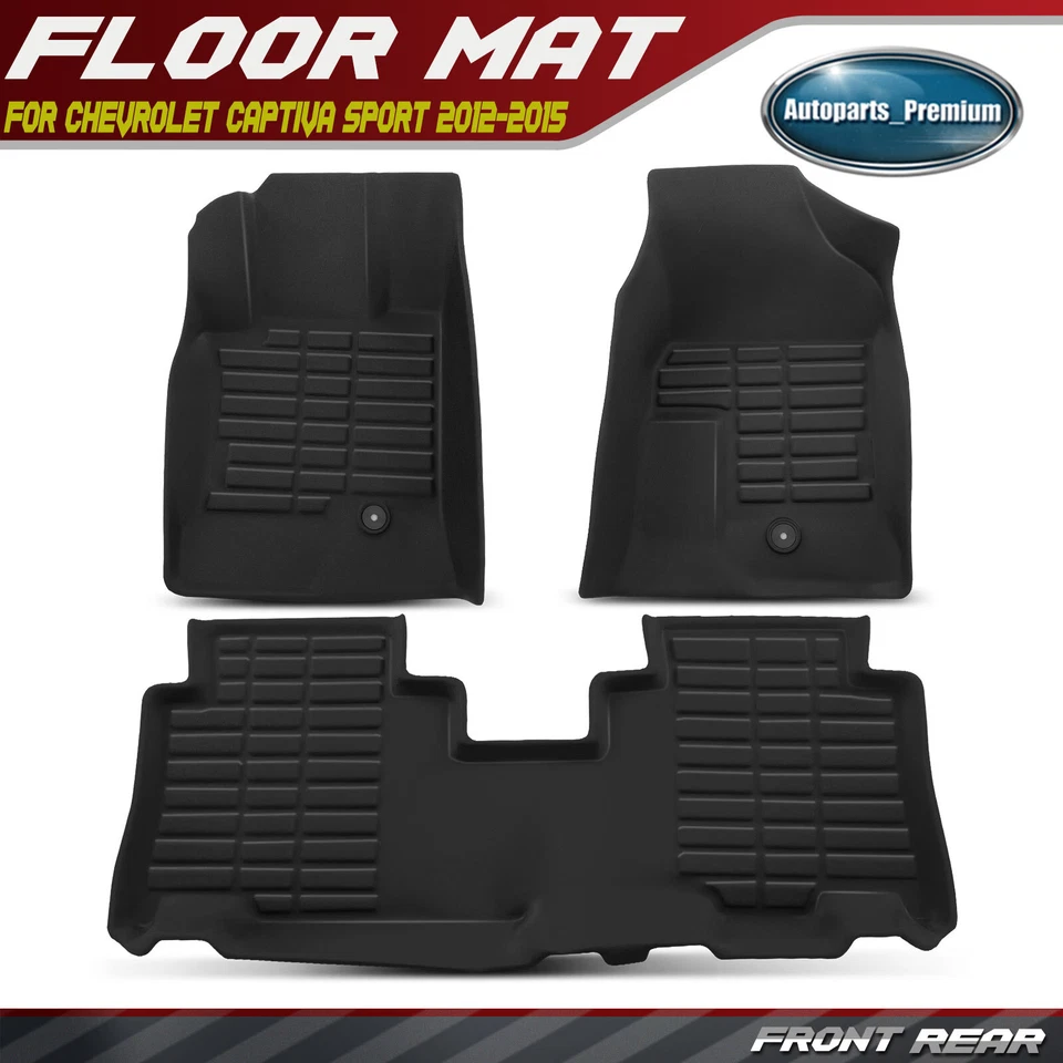 3 件装前后黑色脚垫衬里适用于雪佛兰 Captiva Sport 2012 - 2015 — 第 1/4 张图片