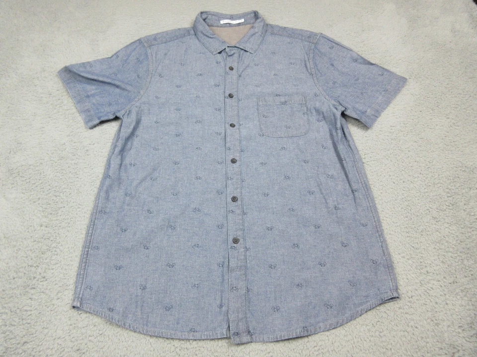 Рубашка мужская Alternative очень большая синяя на пуговицах лагерная повседневная с коротким рукавом - Изображение 1 из 4