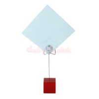 Red Cube Base Photo Memo Holder Name Place Card Picture Wire Clip Stand