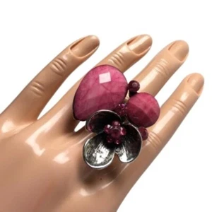 Anillo ajustable color rosa moda joyería gruesa. Accesorios de moda para mujer. - Imagen 1 de 5