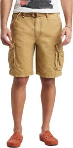 Men's Belted Cargo Shorts Vintage Twill Relaxed Fit Big Tall 11" Inseam Pocket - Picture 1 of 33