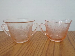 Depression Pink Hartriegel Design Zuckerkännchen & Milchkännchen - sehr guter Zustand - Bild 1 von 7