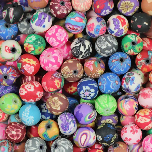 Cuentas espaciadoras sueltas de bola redonda de arcilla polimérica bastante mixta de 10 mm 100 un. Foto 1 de 1