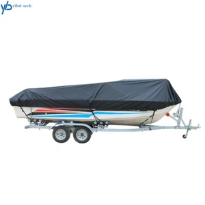 17-19ft Black Boat Cover Trailerable Fishing Ski Bass V-Hull Runabouts 210D - Picture 1 of 8