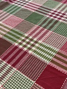 "Mantel a Cuadros Vintage Patchwork - Mezcla de Guinga de Navidad Rojo y Verde 56" x 62""" - Imagen 1 de 6