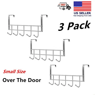 3x Perchero Pequeño Sobre Puerta Cromo para Dormitorio,Sombreros,Ropa 5 Ganchos Foto 1 de 3