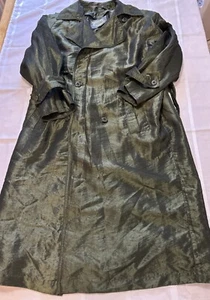 Vintage fleet Street Trenchcoat Shiny Green Metallic Fun, Casual Warm Size 4 - Picture 1 of 10