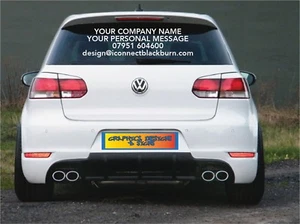 PERSONALISED BUSINESS NAME STICKER Car Van Rear Window Shop Sign Vinyl Stickers - Picture 1 of 4