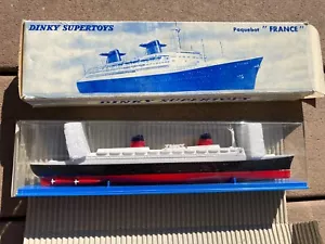 Vintage Dinky Supertoys 870 France 1/1200 Paquebot Model Ship Boat w/ Boat - Picture 1 of 12