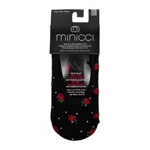 WHOLESALE LOT of 18 Pairs of Minicci Black w/Roses Liner Socks Size M/L 4-10 NWT - Picture 1 of 1
