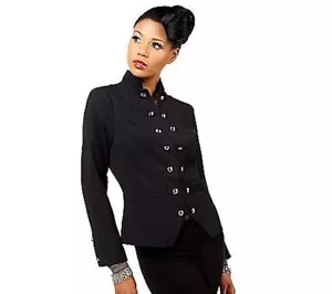 Luxe Rachel Zoe 6 dark indigo Mandarin Collar Military Blazer with Button Detail - Picture 1 of 4