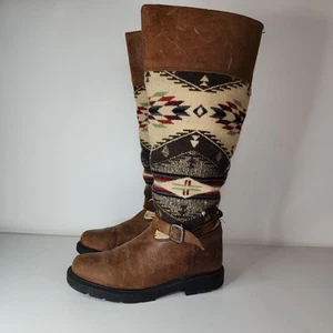 Paul Brodie Boots Womens Size 8 Brown with Pendelton Wool blanket  - Picture 1 of 12