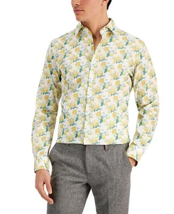 Bar III Herren Slim Fit Aquarell Blumen Hemd Gelb, Größe Medium - Bild 1 von 2