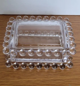 Vintage Imperial Glas Kerzendocht klar Zigaretten-/Schmuckkästchen Glasschale mit Deckel - Bild 1 von 5