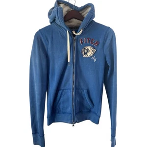 VTG Abercrombie & Fitch Hoodie Thermal Lined Hood Medium Cat Y2K Preppy Skater - Picture 1 of 6