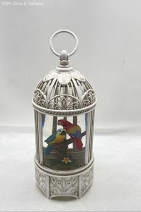 Cracker Barrel Exclusive Parrots Birdcage Glitter Globe WORKS 10.5" - Picture 1 of 9