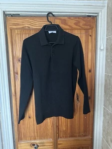 Black Slim Fit Long Sleeve Polo Shirt Primark For Sale - Picture 1 of 7