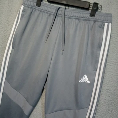 Adidas Pants Mens Tiro Soccer Training L Gray 3 Stripes Sweatpants Zip Ankle Gym - Image 1 of 4