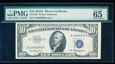 AC Fr 1707 1953A $10 Silver Certificate PMG 65 EPQ - Image 1 of 2
