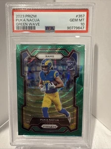 2023 Panini Prizm - Rookies Puka Nacua #357 Green Wave Prizm RC PSA Gem Mint 10 - Picture 1 of 2