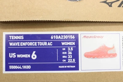 ZAPATOS DE TENIS MIZUNO WAVE FORCE TOUR AC PARA MUJER NUEVOS EN CAJA (CNDYCORAL/BLANCO) #61GA230156 Foto 1 de 4