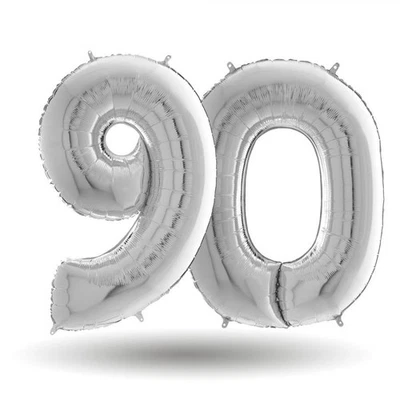 Pallone compleanno numero 90 anni Argento 101cm palloncini gonfiabile aria, ELIO - Immagine 1 di 2