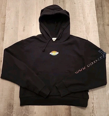 Sudadera con Capucha Negra Manga Larga Recortada Para Mujer VANS Talla Mediana Gráfico 3D  Foto 1 de 4