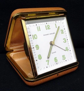 Vintage PHINNEY-WALKER Travel Alarm Clock in Hard Case - Picture 1 of 6