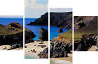 Kyannce Cove Cornwall Canvas Picture 4 Panel Set Cornish Cliff By Beach Holiday