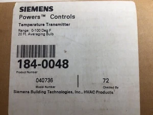 SIEMENS 184-0048 Temperature Transmitter Range 0-100 deg F - Picture 1 of 2