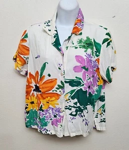 Vintage Jams World “Verdant” Women's M Blouse Made in Hawaii Hawaiian Shirt Rare - Picture 1 of 10