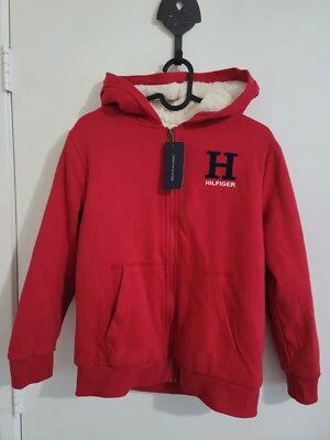 Moletom com capuz TOMMY Hilfiger inverno masculino com zíper - Vermelho - Bolsos - Pele - Tamanho 12-14 - Imagem 1 de 3