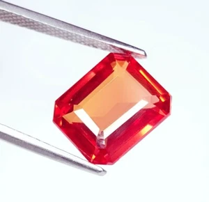 Natural Padparadscha Sapphire 10 Ct Loose Gemstone Certified Emerald Cut O125 - Picture 1 of 12