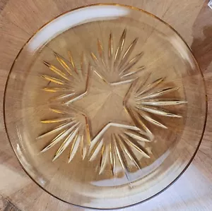 Grande piatto da portata Mid Century moderno vetro federale ambra STAR 11,75" caricatore - Foto 1 di 5